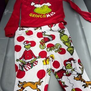 Grinchmas Kids Pajamas - Red and White